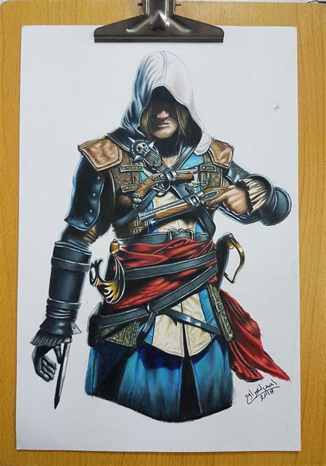 Colour Pencil Drawing Assassins Creed Desenho Realista Desenhos