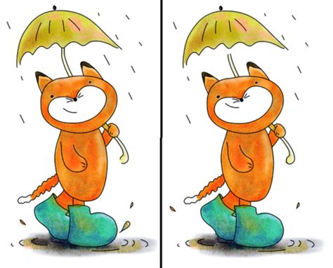 Find Six Differences In The Cartoon Picture Of Fox Two
