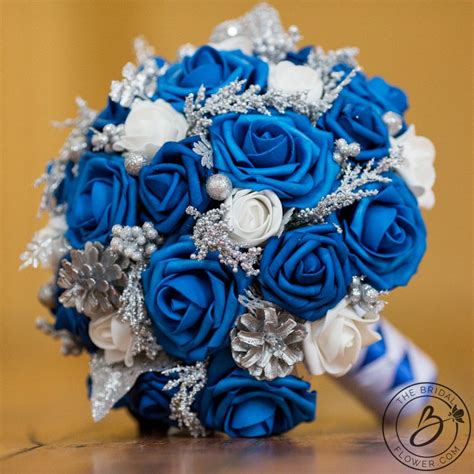 Royal Blue Winter Themed Faux Wedding Bouquet The Bridal Flower