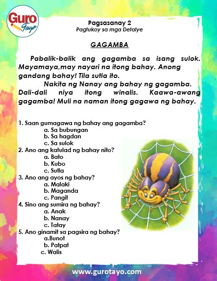 Pagsasanay Sa Pagbasa Grade 1
