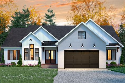 Split Bedroom New American House Plan With 2 Car Garage 22571dr
