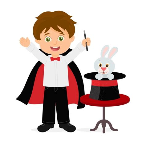 Boy Doing Magic Tricks With A Rabbit 2397068 Vector Art At Vecteezy