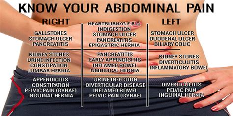 Left lower back pain can occur due to musculoskeletal conditions or may be related to internal organs. Abdominal Pain Chart