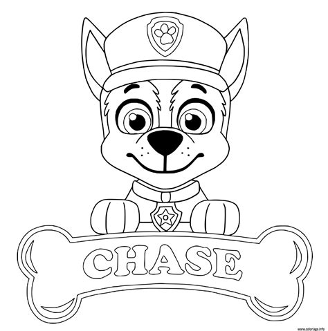 Coloriage Chase Chien Paw Patrol Aime Les Bateaux De Police JeColorie
