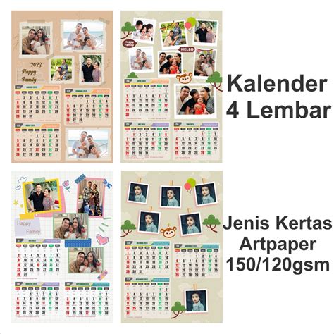 Jual Kalender 3 Bulan 4 Lembar Custom Desain Bebas Bisa Pakai Foto