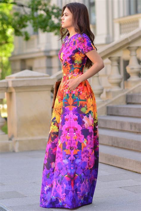 Floral Dress Colorful Dress Maxi Dress Summer Dress Purple Etsy