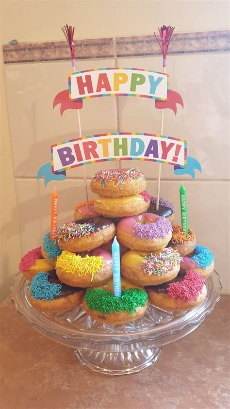 Donut Tower Birthday Cake Donut Birthday Cake Donut Birthday Parties