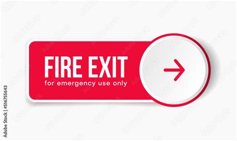 Emergency Fire Exit Door Icon Red Exit Signs Arrow Symbol Stock