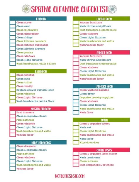 Spring Cleaning Checklist Spring Cleaning Checklists Printable Hot Sex Picture