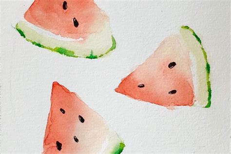 Fun watercolor paintings with a rubber band Watermelon Watercolor Painting Tutorial and Home Decor ...