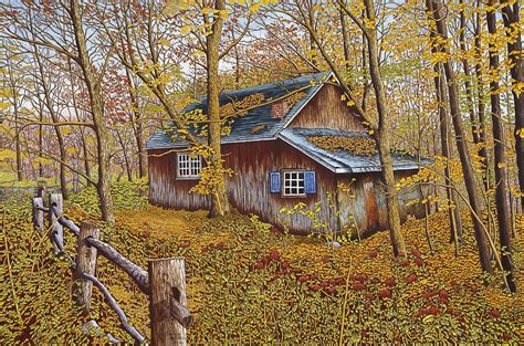 Cabin In The Woods Painting By Thelma Winter