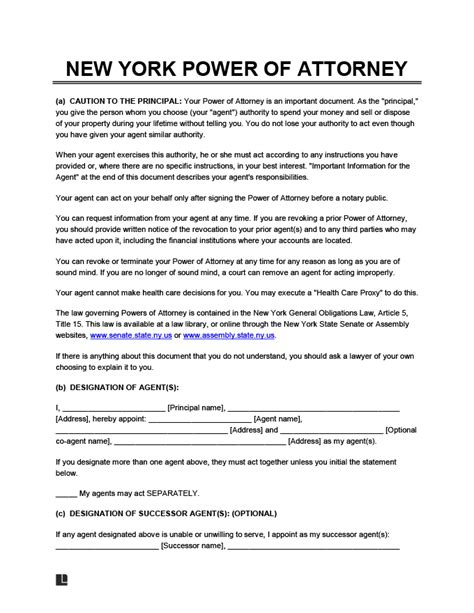 Simple Power Of Attorney Form New York Sample Power Of Attorney Blog