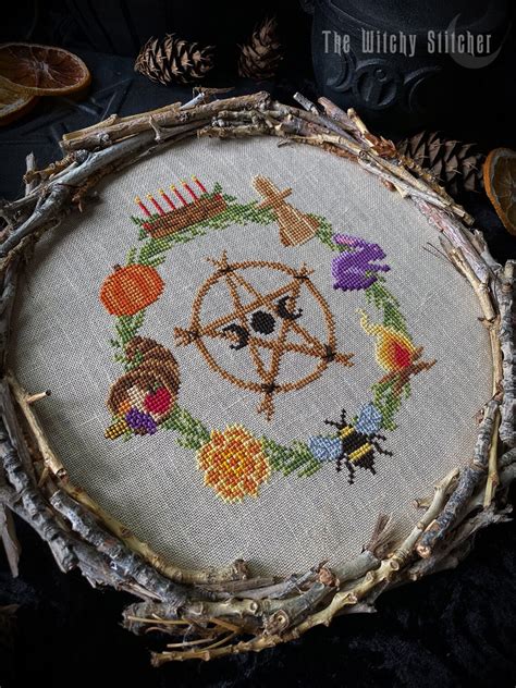 Wheel Of The Year Cross Stitch Pattern Pagan Wicca Etsy