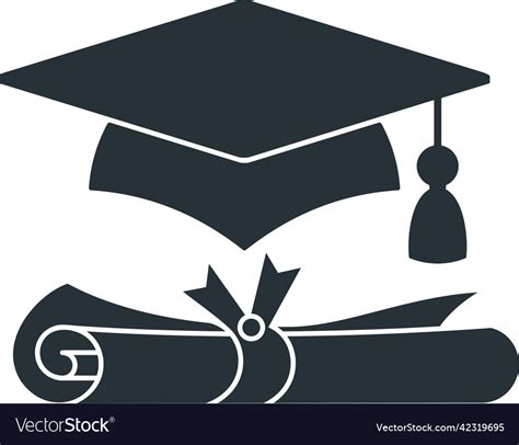 Graduation Black Logo University Graduate Cap Vector Image