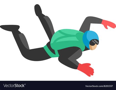 Skydiver Man Parachutist Foreground Extreme Sport Vector Image
