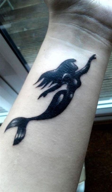 little mermaid outline tattoo