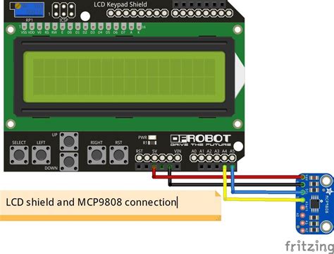 Mcp9808 Sensor And Lcd Keypad Shield Arduino Example Get Micros