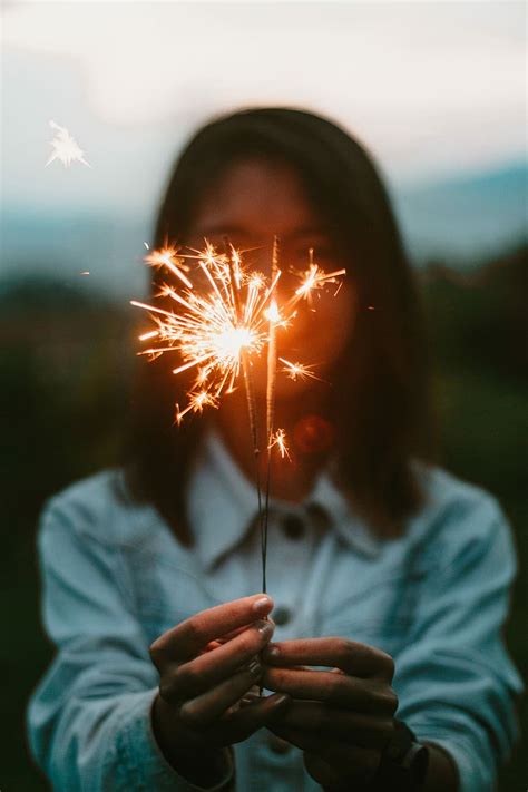Hd Wallpaper Woman Holding Lighted Sparklers Shadow Depth Of Field