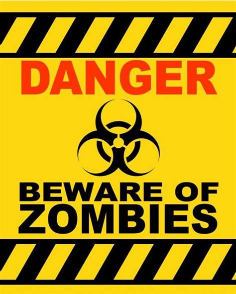Halloween Danger Beware Of Zombies Poster Print Yard Sign