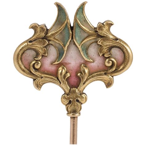 Art Nouveau Plique A Jour Enamel Gold Stick Pin For Sale At 1stdibs