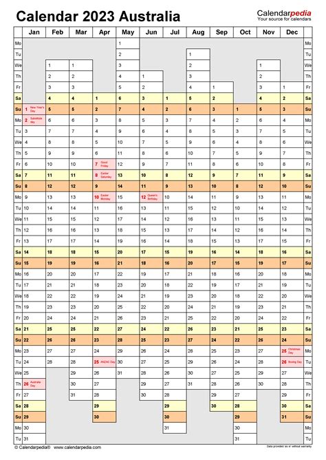 Australia Calendar 2023 Free Printable Excel Templates Australia