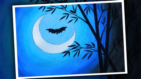 Moonlight Night Drawing With Oil Pastel How To Draw Moonlight Youtube