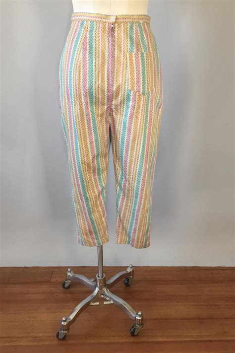 Vintage 1960s New Old Stock Nos Rainbow Spiral High Waisted Pedal