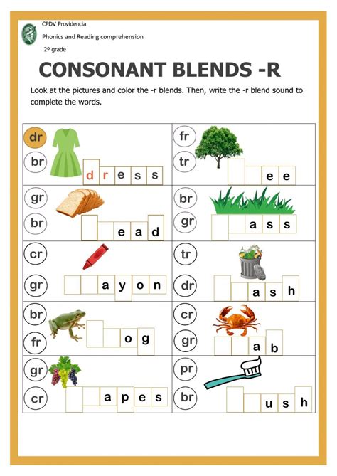 Consonant Blends With R Interactive Worksheet Consonant Blends