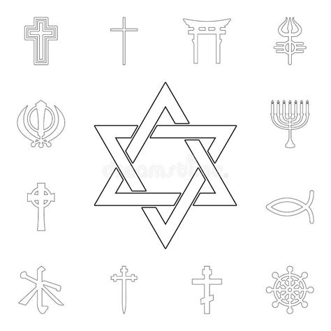 Judaism Outline Icon Isolated Line Vector Illustration From Religion