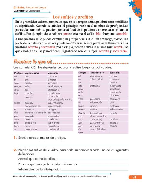 Ejemplos De Palabras Que Tengan Prefijos Y Sufijos Opciones De Ejemplo