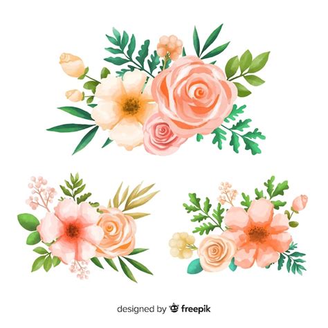 Free Vector Collection Of Watercolor Floral Bouquet