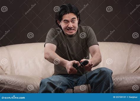 Portrait Of A Crazy Gamer Stock Image Image Of Concentration 23720131
