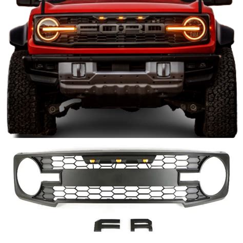 2021 2022 Ford Bronco Raptor Style Grill With Letters And Led Lights Cnct