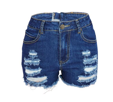 2019 Sexy Back Zipper Denim Shorts Distressed Ripped Blue Shorts Jeans