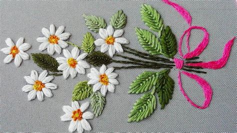 Hand Embroidery Daisy Flower 🌼 Very Easy Stitches Top Embroidery
