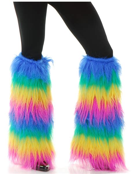 Rainbow Fur Leg Warmers Rainbow Leg Warmers