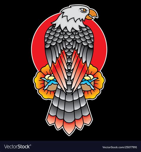 Eagle Traditional Tattoo Flash Royalty Free Vector Image
