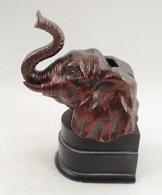 Heavy Cast Resin C2C Designs Bronze Elephant Bust Head Bookend Statute