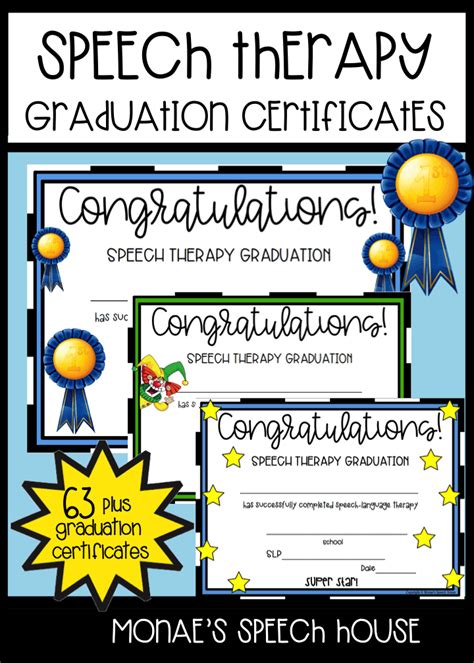 Speech Therapy Certificates This Variety Packet Of Colorful Graduation