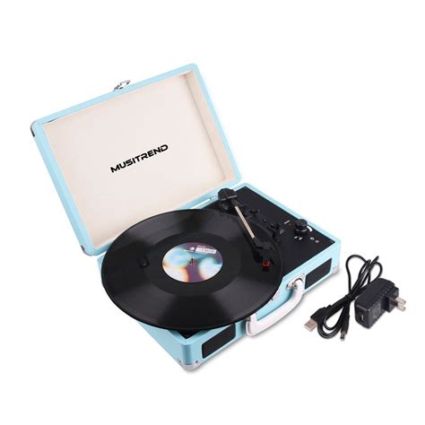 Musitrend Record Player Classic Portable Suitcase 3 Speed Stereo
