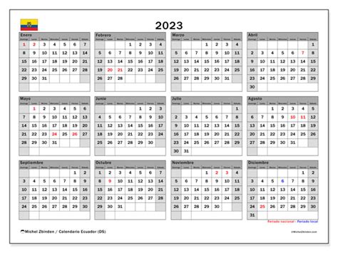 Calendario 2023 Para Imprimir “ecuador Ds” Michel Zbinden Ec
