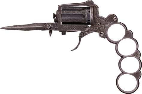Engraved Dolne Patent Apache Style Knuckle Duster Revolver Rock