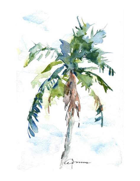 Palm Tree No 1 Watercolor Print By Claudia Hafner Etsy Palm Trees