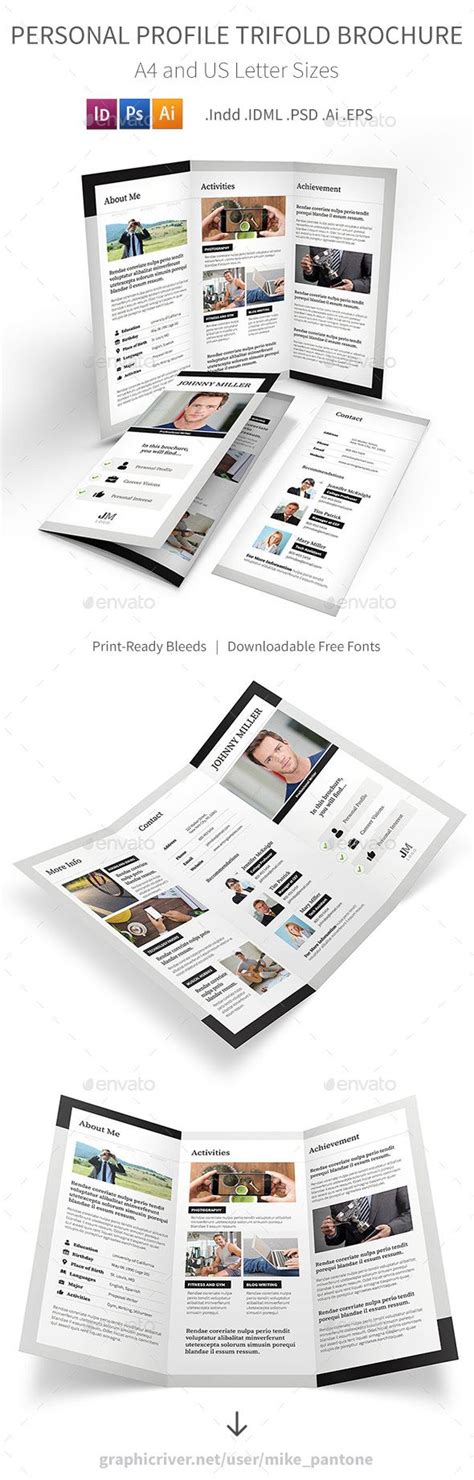Example of a tourist profile. Personal Profile Trifold Brochure by Mike_pantone *Save with Bundle! Personal Profile Print ...