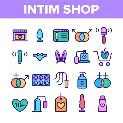 premium vector intim shop elements icons set