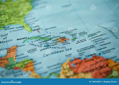 Haiti And Dominican Republic On A Map Stock Image Image Of Paper