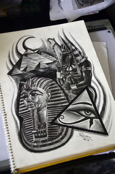 Egypt tattoo sketch by Thiago Padovani Tatuagem faraó Tatuagem
