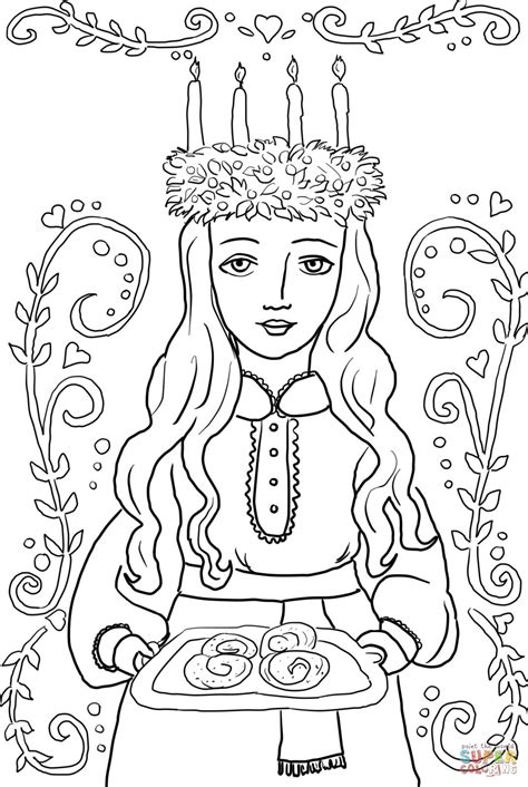 santa lucia coloring pages | St lucia day, Santa lucia day, Santa lucia