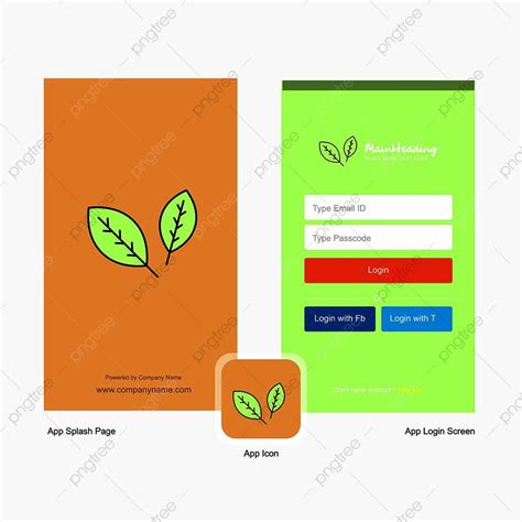 Company Leafs Splash Screen And Login Page Design With Logo Template
