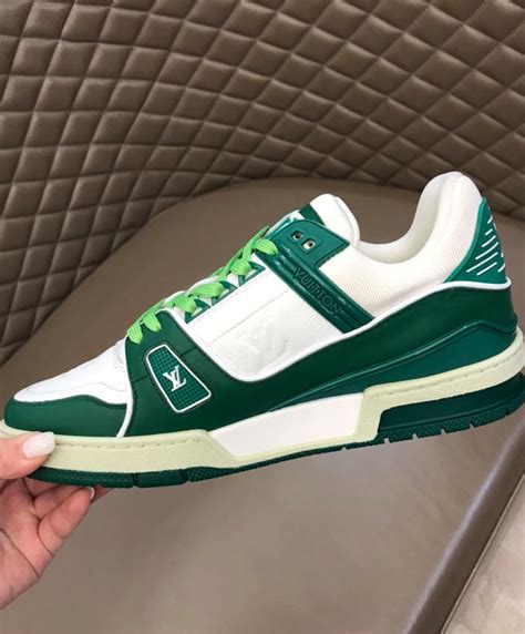 Louis Vuitton Mens Lv Trainer Sneaker Green Alimorluxury